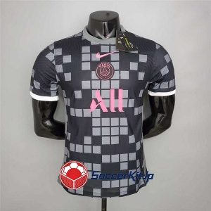 パリSG ユニフォーム レトロ 黒 グレー 格纹 トレーニング ユニフ 選手 2020-2021