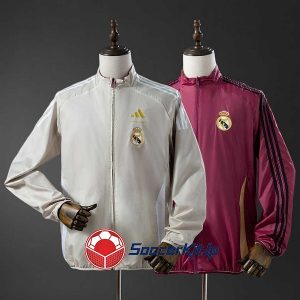 レアル・マドリード 両面 ベージュ白 赤 ウィンドブレーカー 2025-2026